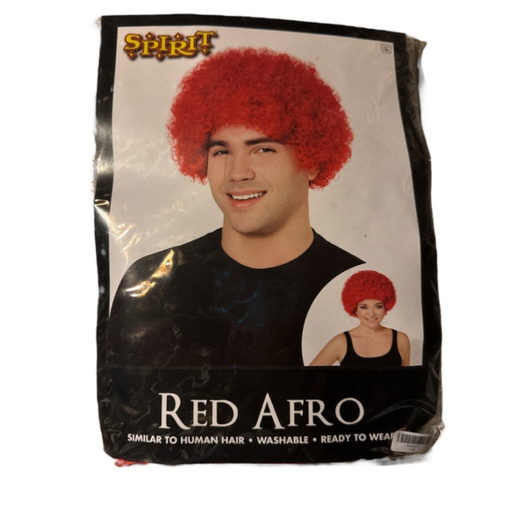 Spirit Halloween Red Afro Wig Unisex One Size Clown 70s Disco New